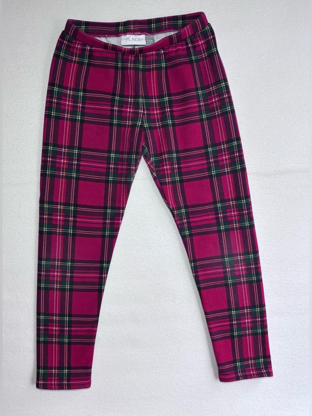 The Children’s Place Girls Fleece Lined Plaid Leggings 7-8 Holiday HOL
